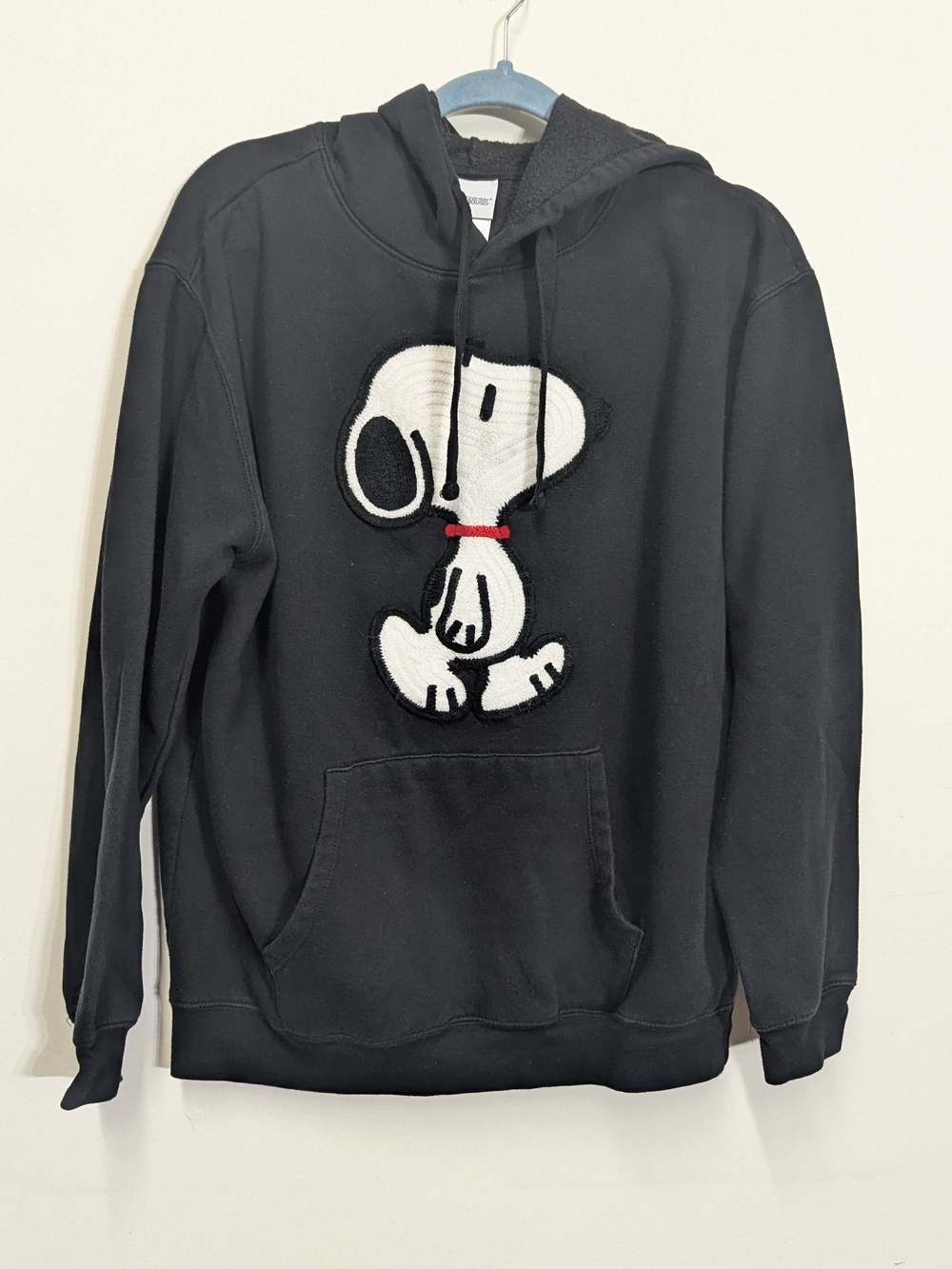 Unisex Black Hoodie with Embroidered Snoopy 3d Cartoon Dog XL Cozy Sweatshirt
